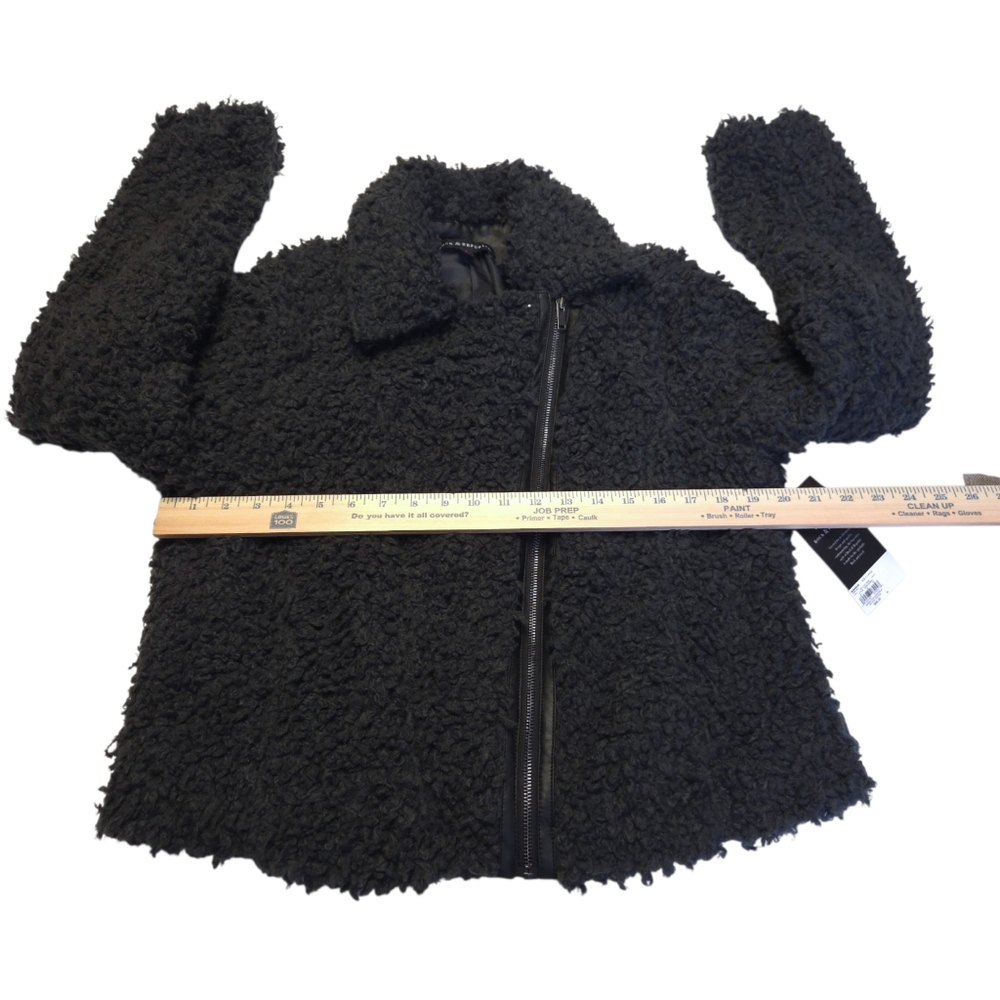 Rock & Republic Faux Sherpa Jacket Black Faux Leather Moto Teddy XL NWT - Picture 7 of 12